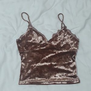 Rose gold velvet crop top
